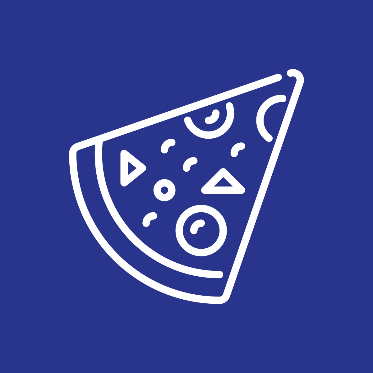 Icon of a pizza slice with different toppings